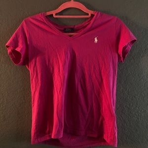 pink polo shirt